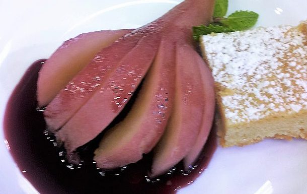 Poached Pears in Red Wine